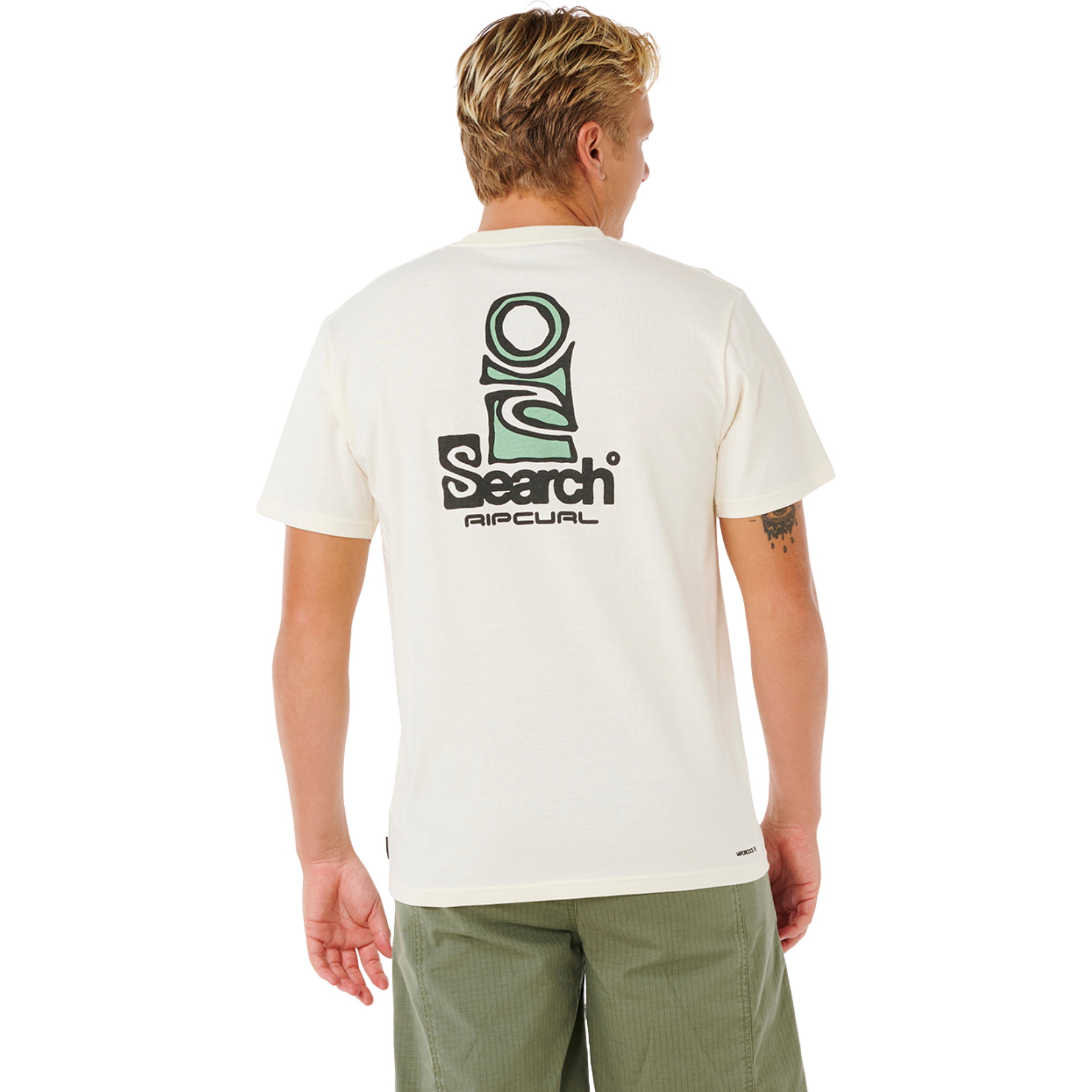2026 Rip Curl Heren Vaporcool Search Stack Tee 0K5MTE - Bone